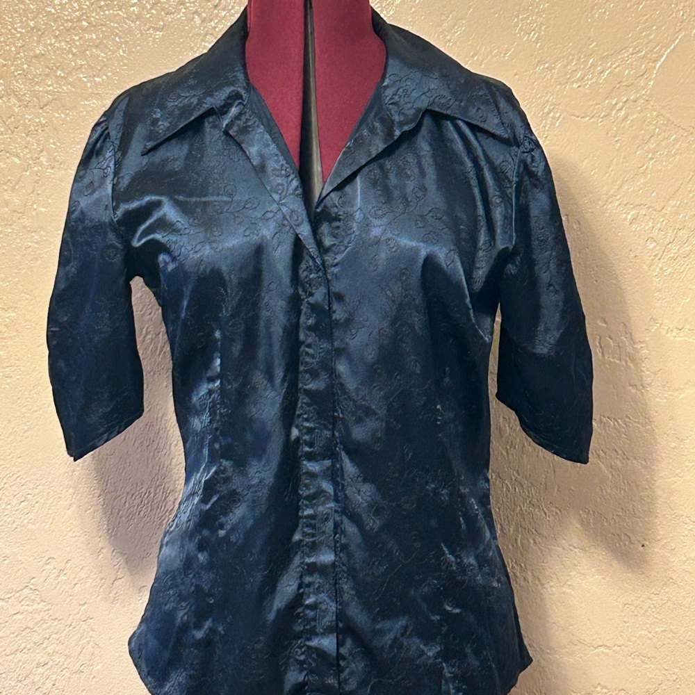 Studio Y Dark Blue Casual Button Down Shirt